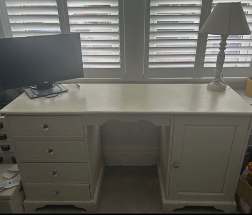 White painted wood computer - white,