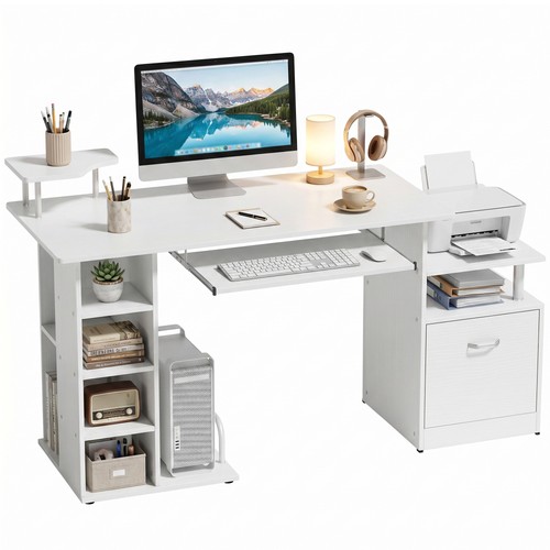 Homcom wood computer desk - wood,