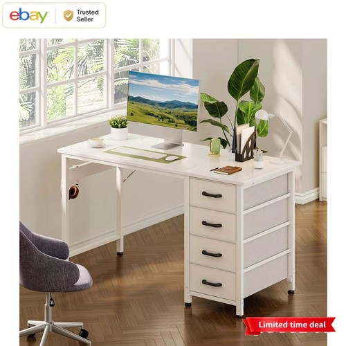 White computer desk - computer, with