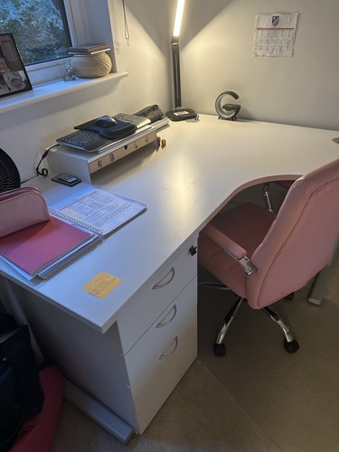 White corner desk 160x120x70cm - white,