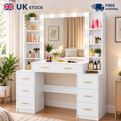 White dressing table with led - dressing,
