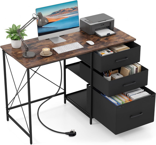 110cm computer desk with power - with,