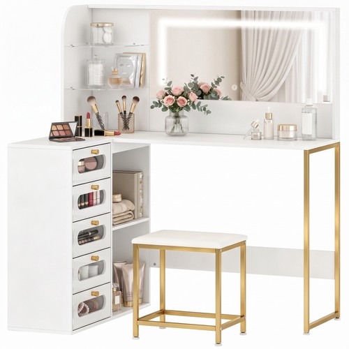 Homcom dressing table with led - table,
