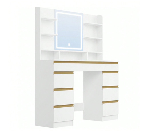 White dressing table with - table, led
