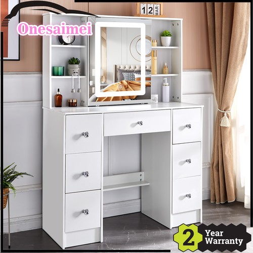 White makeup desk with sliding - desk,